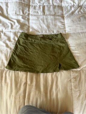 American Eagle Outfitters Olive Green Mini Skirt with Front Slit